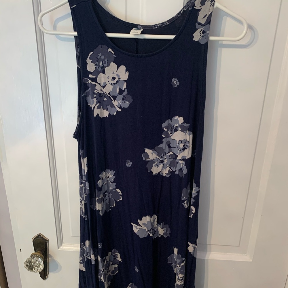 Blue and white flowered Old Navy swing dress